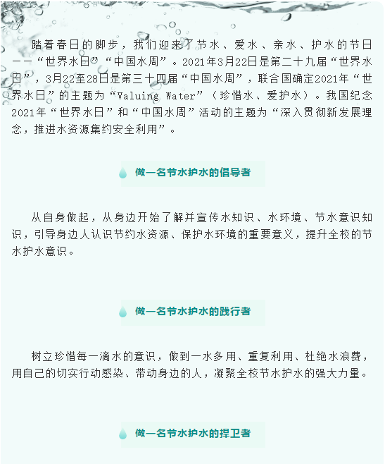 倡议书 | 节约用水，从你我做起！